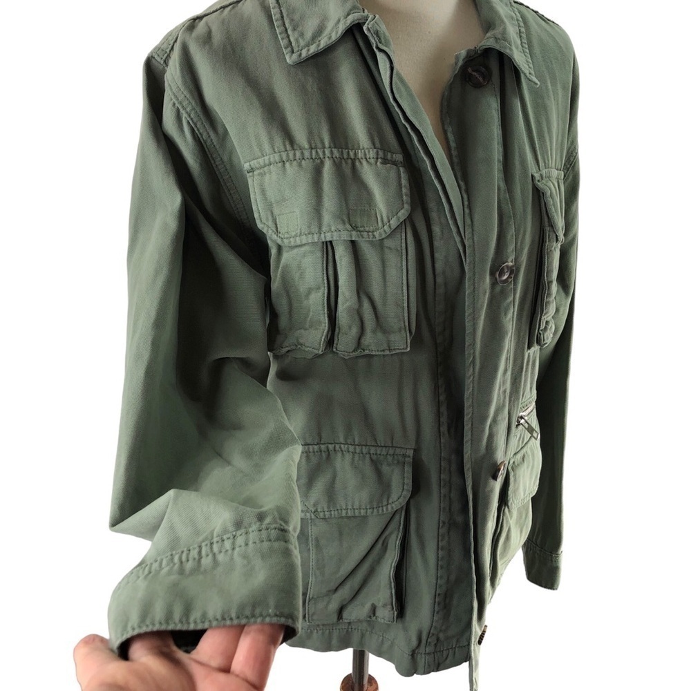Topshop Oversized Twill Barn Jacket Sz S Army Green Cargo Utility Grunge Casual - Picture 10 of 15